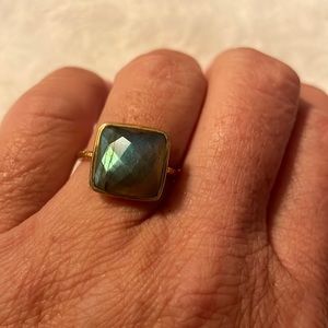 Gold vermeil labradorite ring